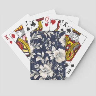 Floral in Blue Playing Cards