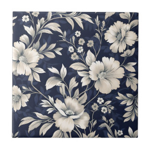 Floral in Blue Tile
