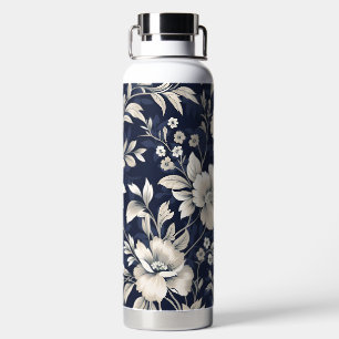 Floral in Blue Water Bottle
