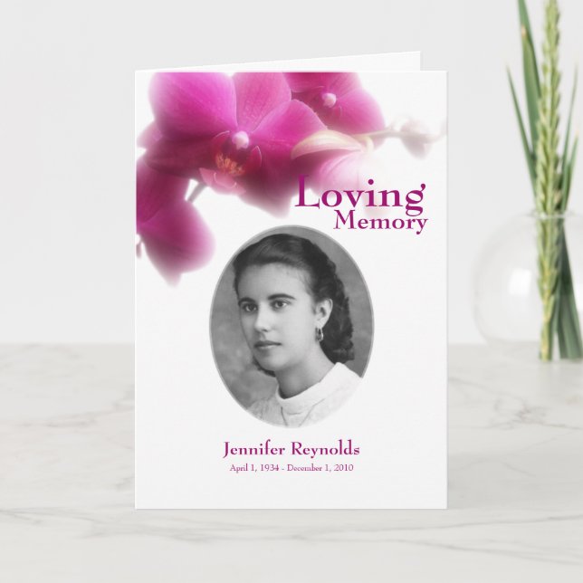 Floral In Loving Memory Photo Keepsake Card (Front)