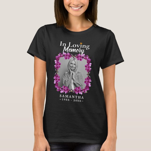Floral In Loving Memory Photo Loss of Mother T-Shi T-Shirt (Front)