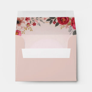 Floral in Pink Enclosure Card RSVP Envelope
