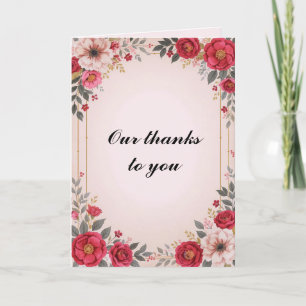 Floral in Pink Wedding Thank You Card