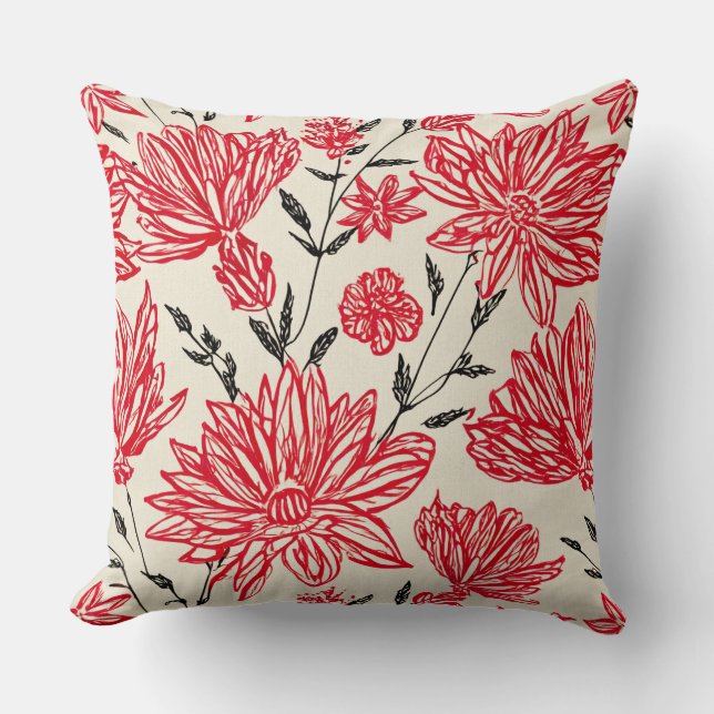 Floral in red pattern cushion (Front)