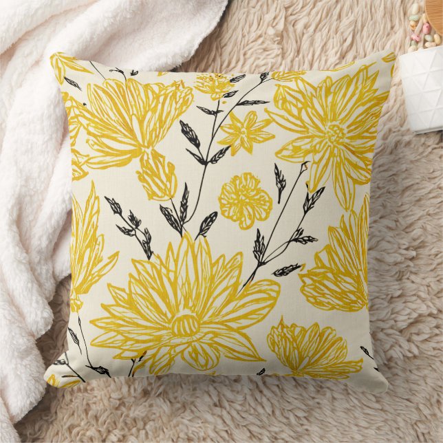 Floral in yellow pattern cushion (Blanket)