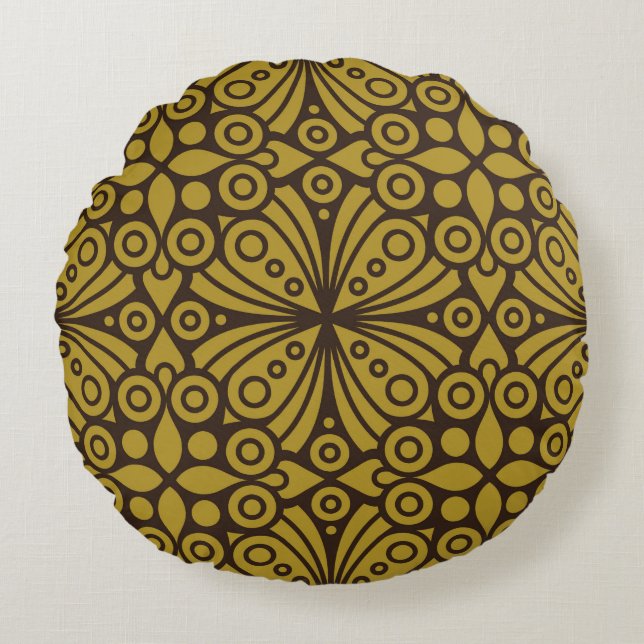 Floral Indian Pattern Layeredabstract, art, home d Round Cushion (Front)