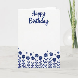 Floral Indigo Birthday Card