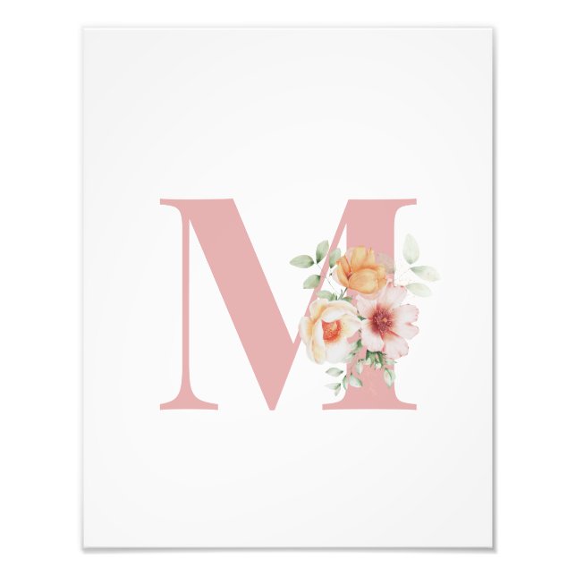 Floral Initial Letter Monogram  Photo Print (Front)