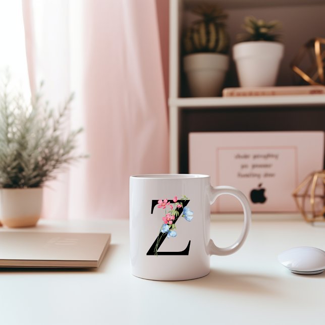Floral Initial Monogram Z Mug (Creator Uploaded)