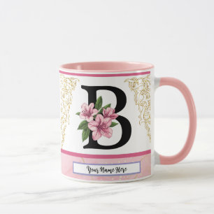 Floral Initial Mug – Letter B Monogram Personali