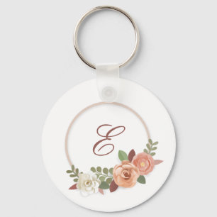 Floral Initial Personalised Key Chain with Flowers