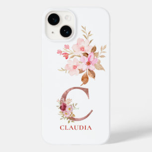 Floral Initial Personalised Name Elegant Monogram  Case-Mate iPhone 14 Case