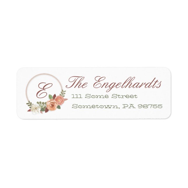 Floral Initial Personalised Return Address Labels (Front)