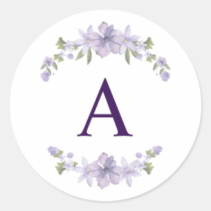 Floral Initial Sticker   Personalized Monogram