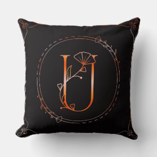 🌸 Floral Initial U Monogram Home Decor ✨ Cushion