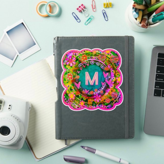 Floral Initial Vintage Boho Pink Fun Inspirivity (Creator Uploaded)