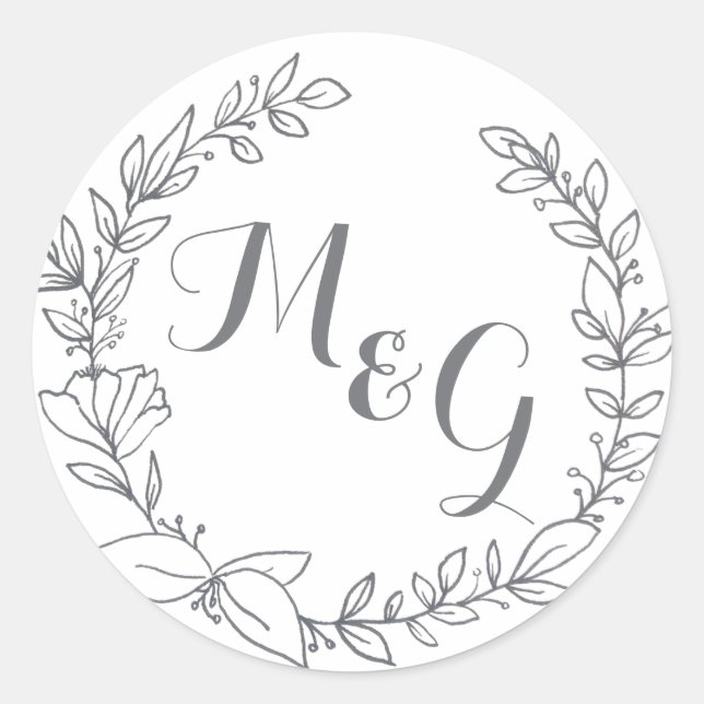 Floral Ink Initial Monogram Envelope Seal (Front)