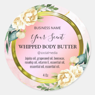 Floral Ink Pastel Pink Body Butter Labels