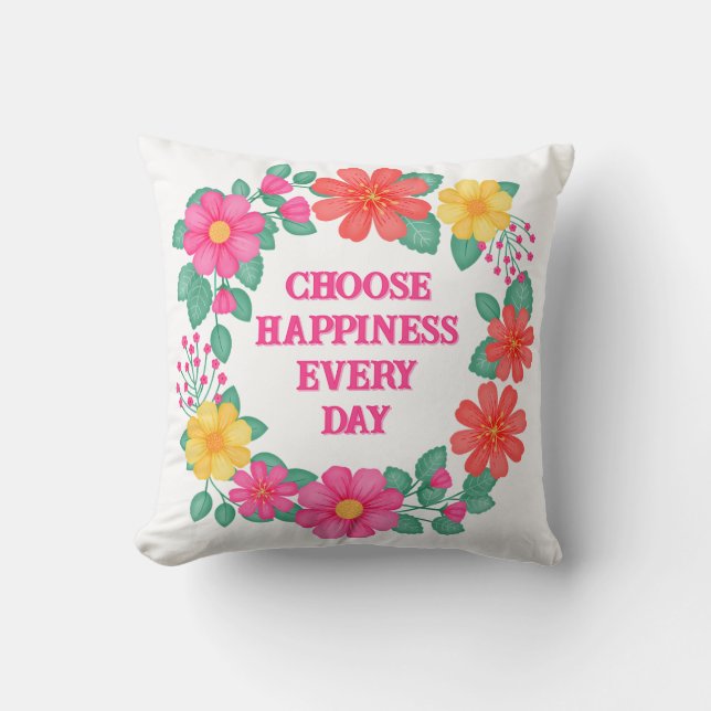 Floral Inspirational Create Your Own Quote Cushion (Front)