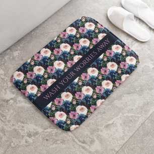 Floral Inspirational Quote  Bath Mat