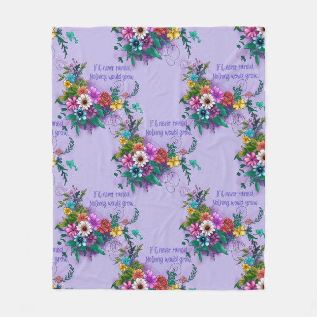 Floral Inspirational Quote  Fleece Blanket (Front)