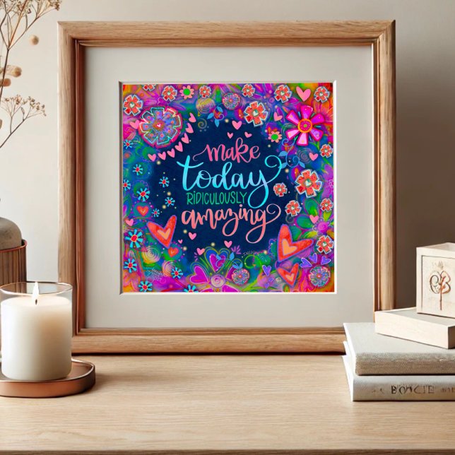  Floral Inspirational Quote Pretty Hearts Blue  Poster (Creator Uploaded)