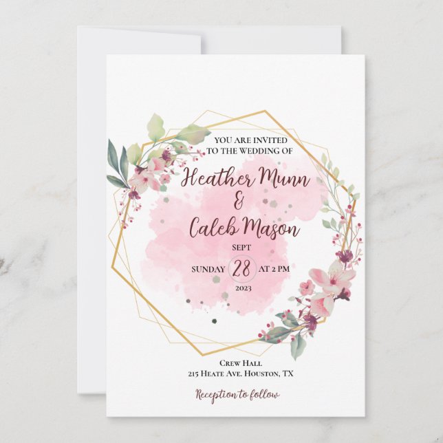 Floral inspired Wedding Invitation  (Front)