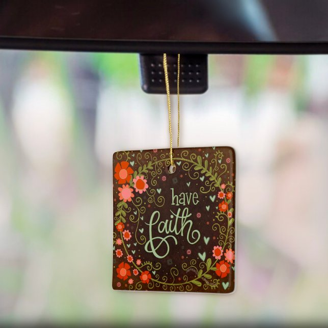 Floral Inspiring Faith Quote Pretty Inspirivity   Ceramic Ornament (Creator Uploaded)