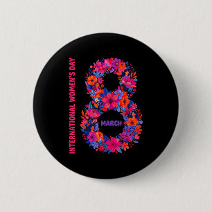 Floral international women's day 2026 feministFlor 6 Cm Round Badge