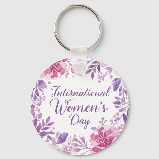 Floral International Women's Day 2026 Key Ring (Front)