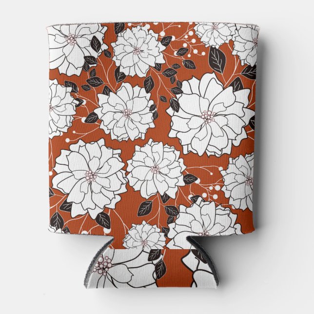 Floral Invitation: Abstract Wedding Can Cooler (Front)