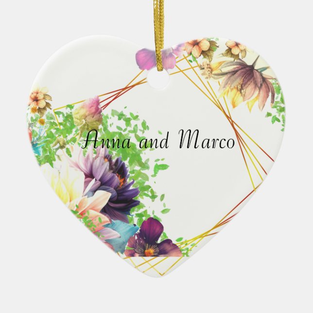 Floral Invitation on wedding Ceramic Tree Decoration (Front)