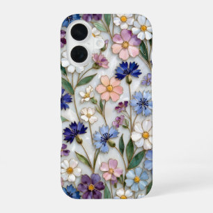 Floral iPhone Case Blue White Pastel Wildflowers