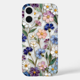 Floral iPhone Case Blue White Pastel Wildflowers