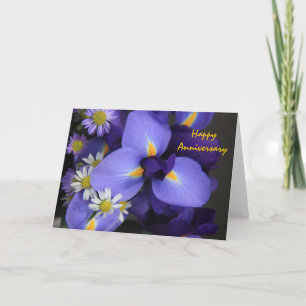 Floral, Iris and Mini Daisy, Happy Anniversary Card