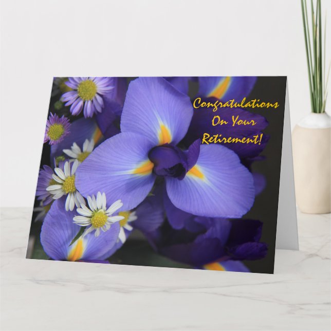 Floral, Iris and Mini Daisy, Retirement (jumbo) Card (Front)
