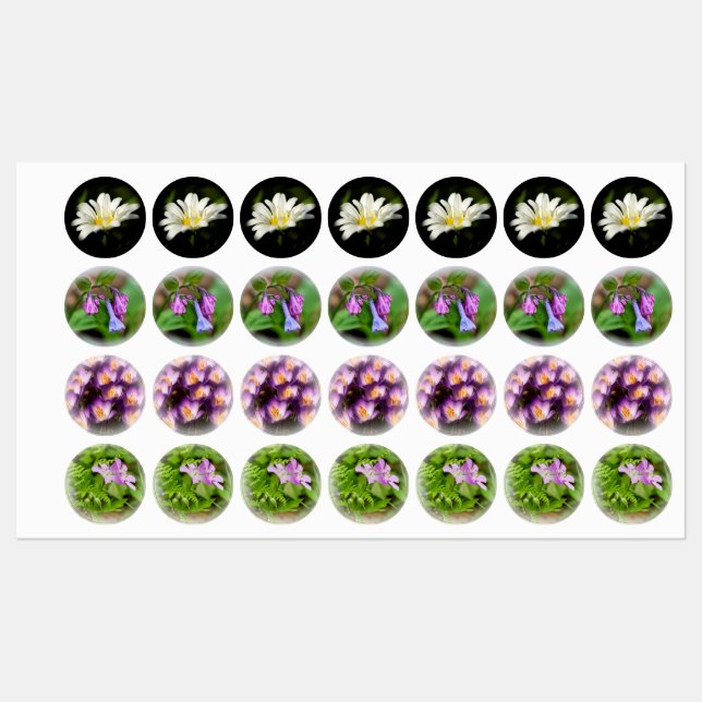 Floral Iron On or Adhesive Stickers (Sheet)