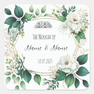 Floral Islamic Nikkah favor stickers