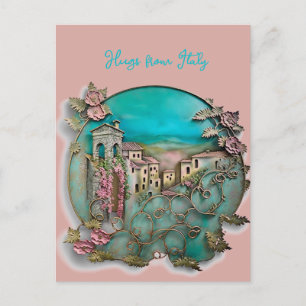 Floral Italian paper Sculpture Holiday Postcard