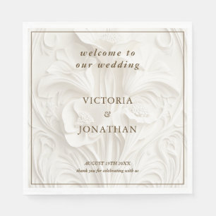 Floral Ivory Art Nouveau Vintage Wedding Napkin