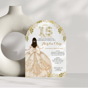 Floral Ivory Princess Coquette Quinceanera Arch Invitation