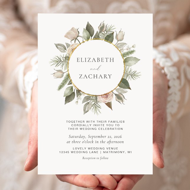 Floral Ivory Watercolor Wedding Invitation (Creator Uploaded)