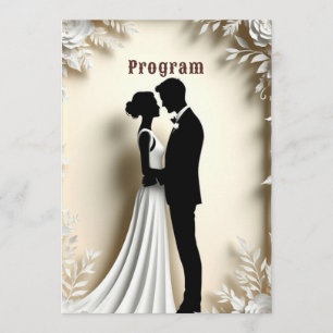 Floral Ivory Wedding Couple Embrace Theme Programme