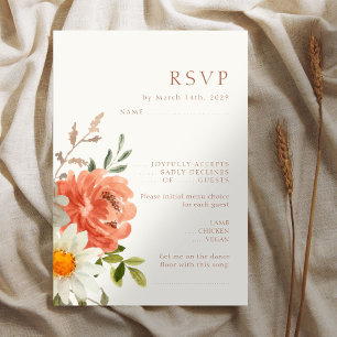 Floral Ivory Wedding RSVP Response Card