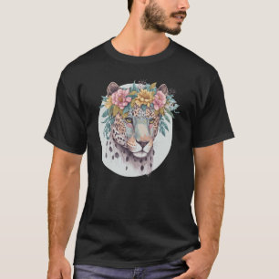Floral Jaguar Flower Crown Watercolor Animal T-Shirt