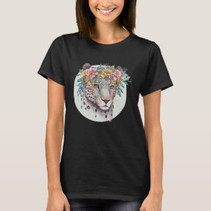 Floral Jaguar Flower Crown Watercolor Animal T-Shirt