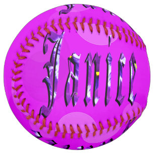 Floral Janice Name On Pink Bokeh, Softball