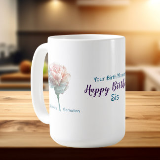 Floral January Birth Month Sister Personalise Coffee Mug