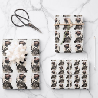 Floral japanese geisha Sakura ink art -  Wrapping Paper Sheet