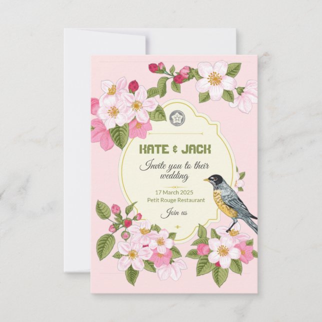 Floral Japanese style Wedding Invitation (Front)